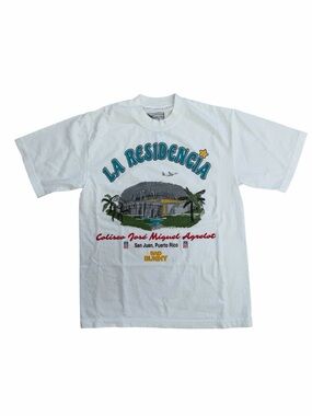 Bad Bunny La Residencia White Graphic Button-Down Casual Shirt